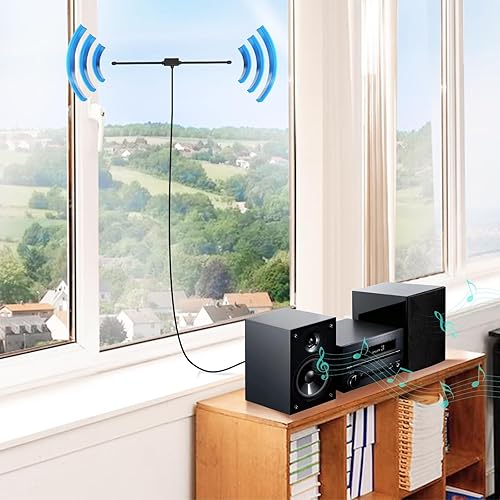 Miniatura 4 de Bingfu Antena dipolo en forma de T FM de 75 ohmios y 300 ohmios para interior Digital HD Radio Mesa Radio FM Receptor estéreo para el hogar AV Audio