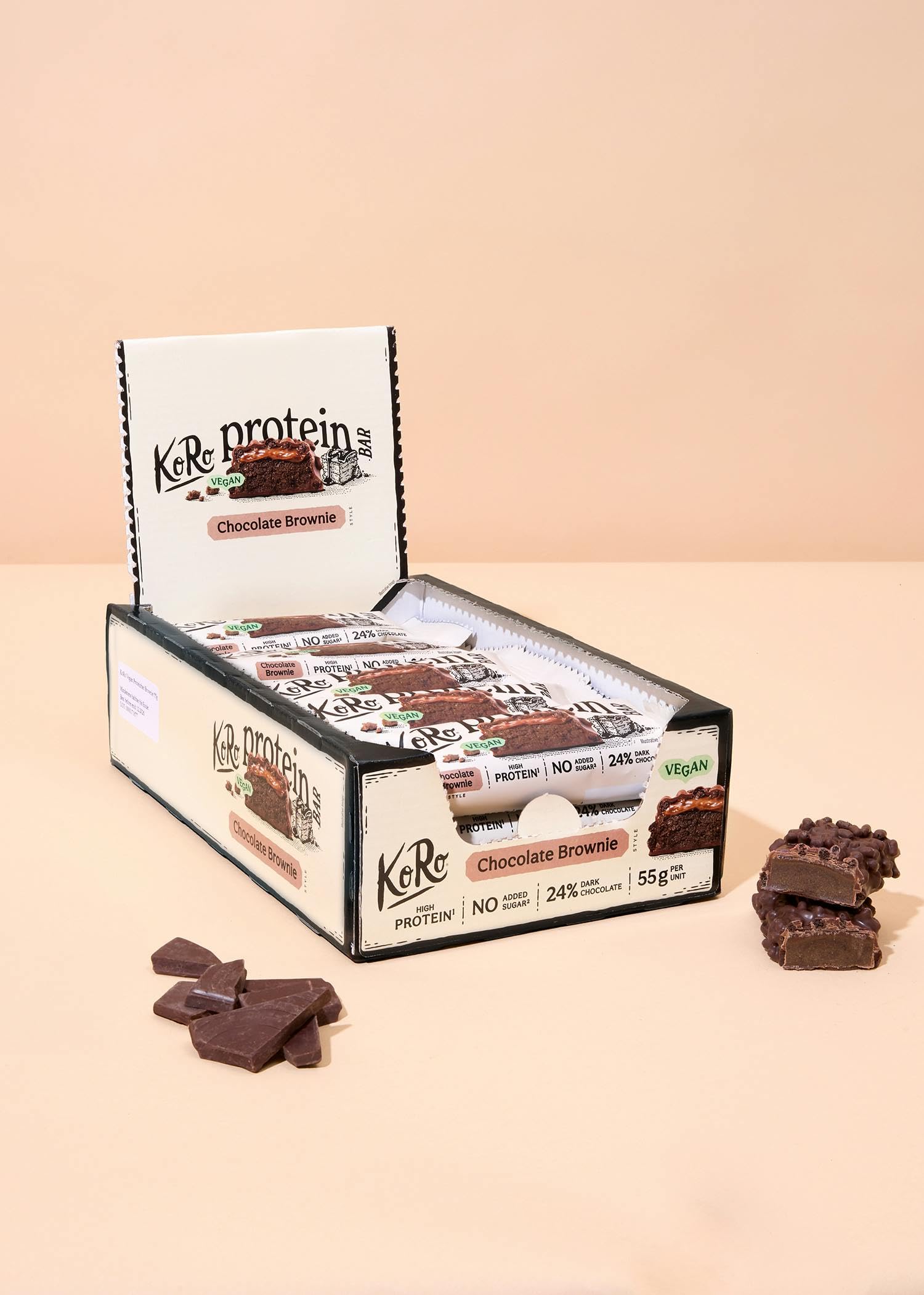 KoRo - Barretta proteica vegan chocolate brownie | 15 x 55 g