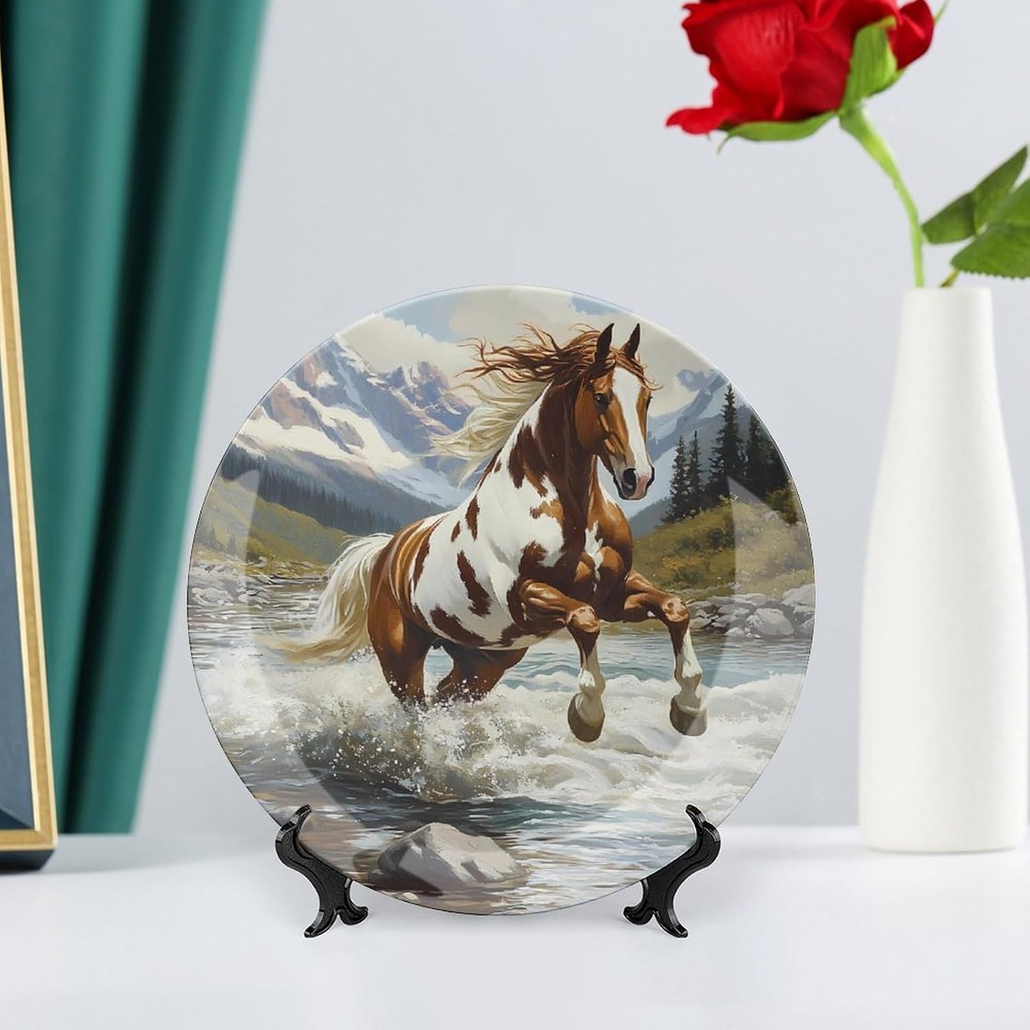 Running Horse Bone China Decorative Porcelain Plates Dinnerware Ornaments