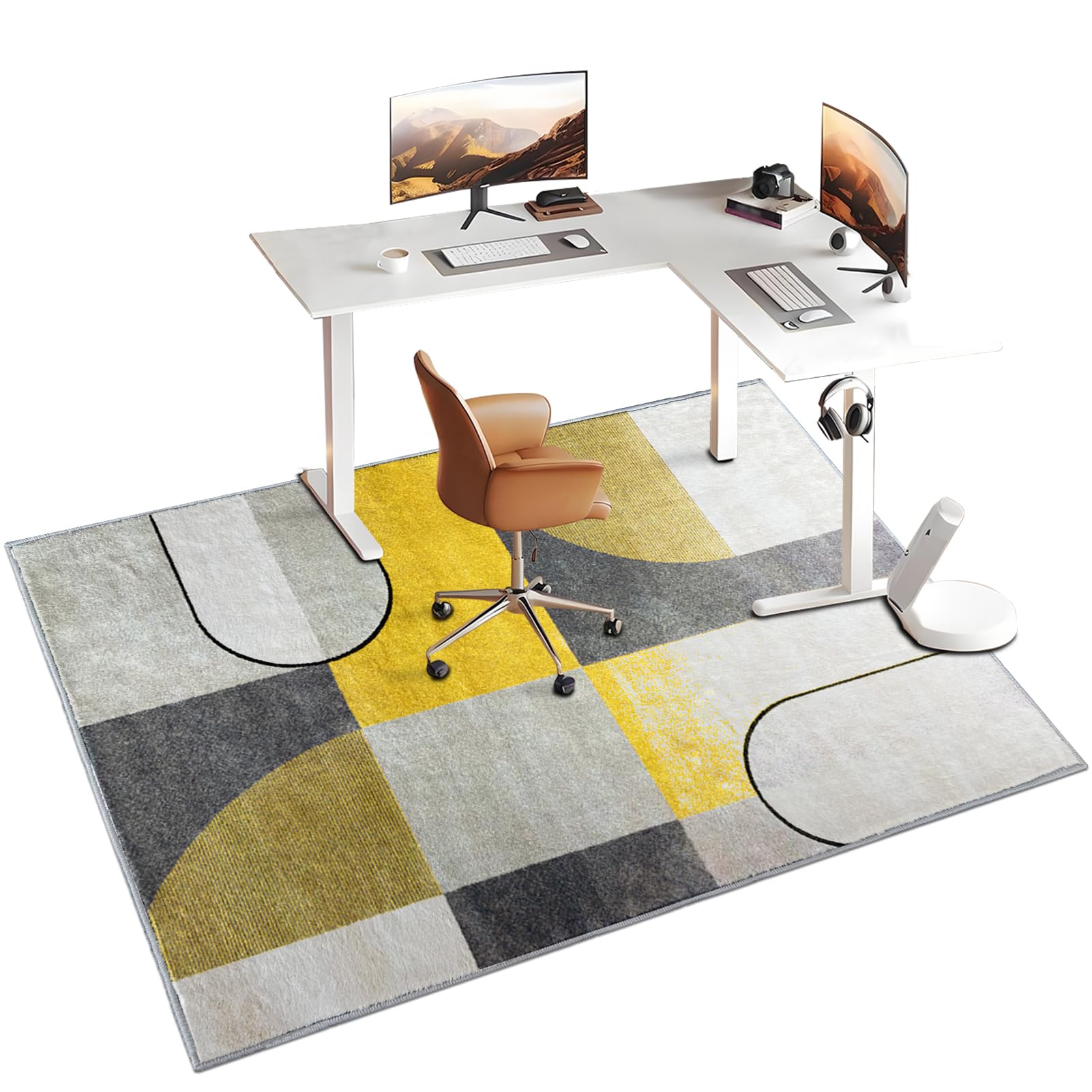Alfombra Silla Oficina, 100 x 120 cm Alfombra Gaming Suelo, Protector de Suelo para Silla de Oficina, Alfombra Silla Ruedas Gaming Oficina, Alfombrilla para Silla de Gaming,Decora tu Oficina,salón