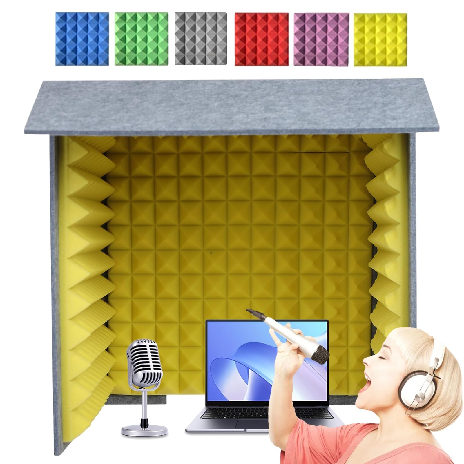 Pannelli isolanti in schiuma insonorizzata per registrazione vocale, scudo assorbente vocale portatile per uso domestico ufficio studio