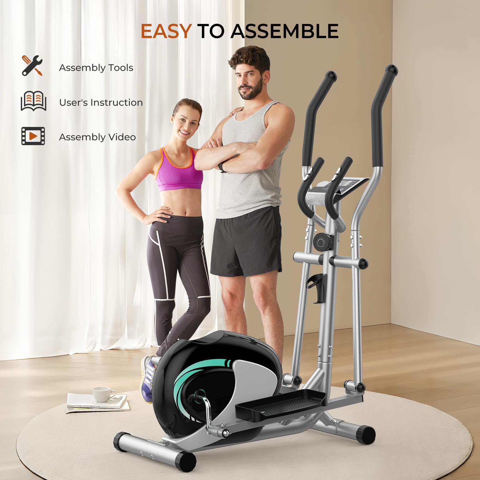 Dripex Crosstrainer, Ellipsentrainer für Zuhause mit 16 Widerstandsstufen, leiser und sanfter magnetischer Crosstrainer mit 6 kg Schwungrad, LCD-Monitor und Pulsmessung