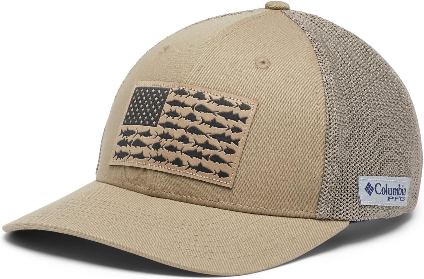 Columbia PFG Mesh Canada Fish Flag Stretch-Fit Hat Large-X-Large Tusk