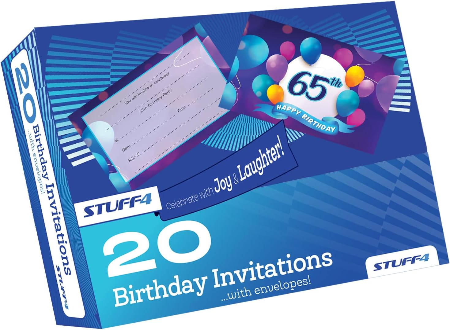 65th Birthday Party Invitations for Men Women Happy Balloons 20 Pack Adult Birthday Invitations for Friends Family A6 Birthday Party Invitations with
