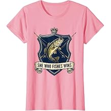 She Who Fishes Wins Women Fishing Design T-Shirt