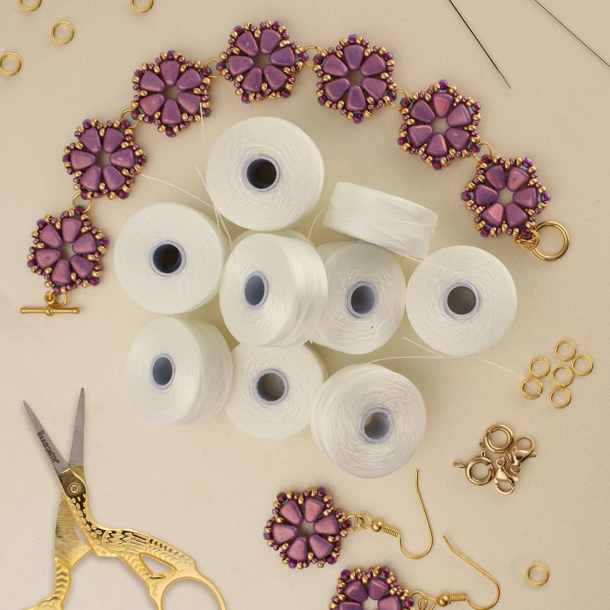Filo in nylon Beadsmith Superlon (S-Lon Tex45 D), misura 70 m, colore: bianco