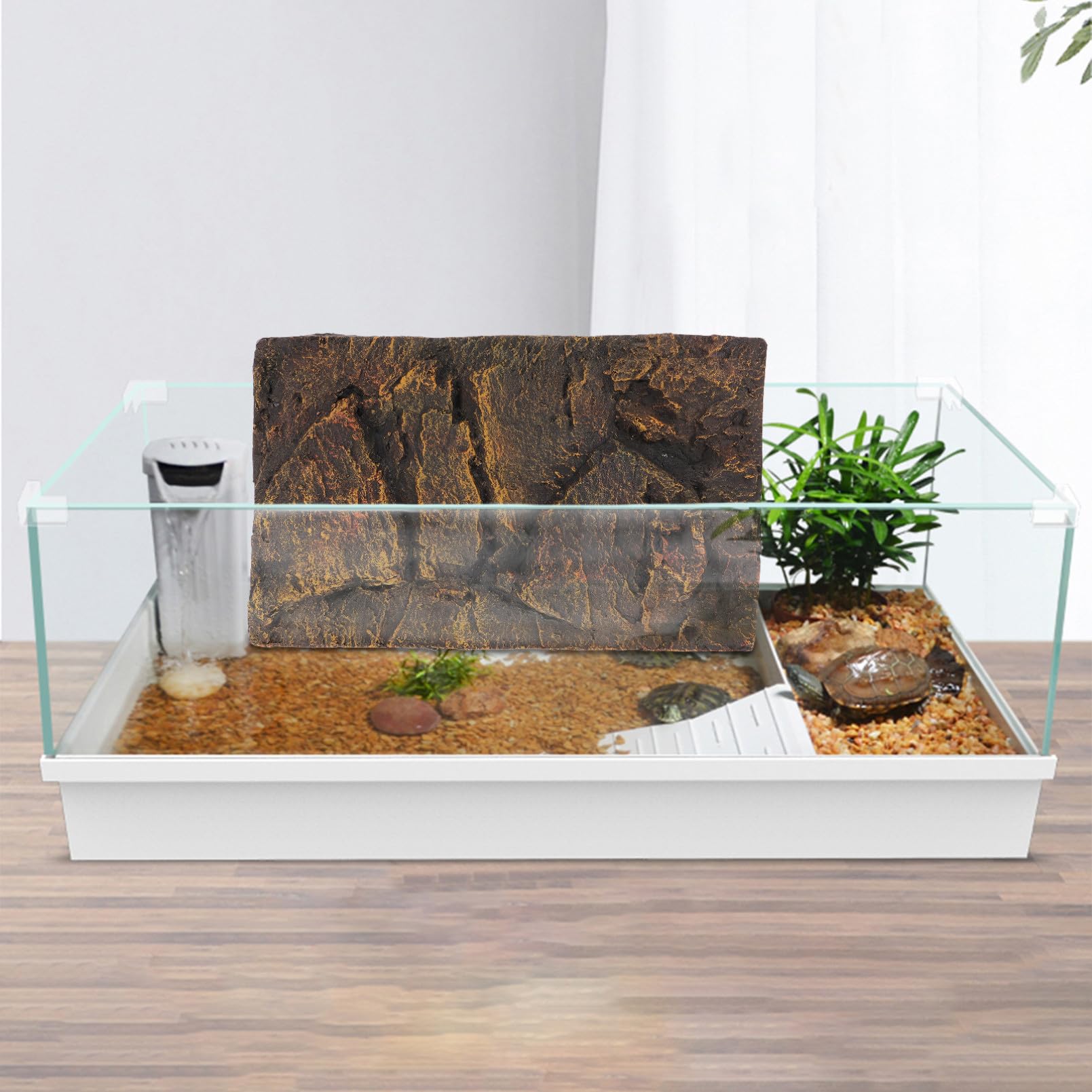 Placa de Fondo para Tanque de Reptiles 3D de Piedra PU | Decoración para Acuario y Tortuguera, Fondo Natural Estilo Práctico, Tamaño Variación Aproximada de 1cm