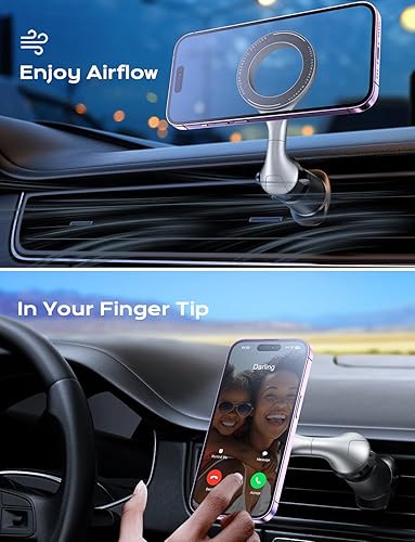 Miniatura 4 de TAZENI Fit Magsafe - Soporte de coche para iPhone con potente 20 imanes magnético para ventilación de coche, ultra flexible, soporte para coche,