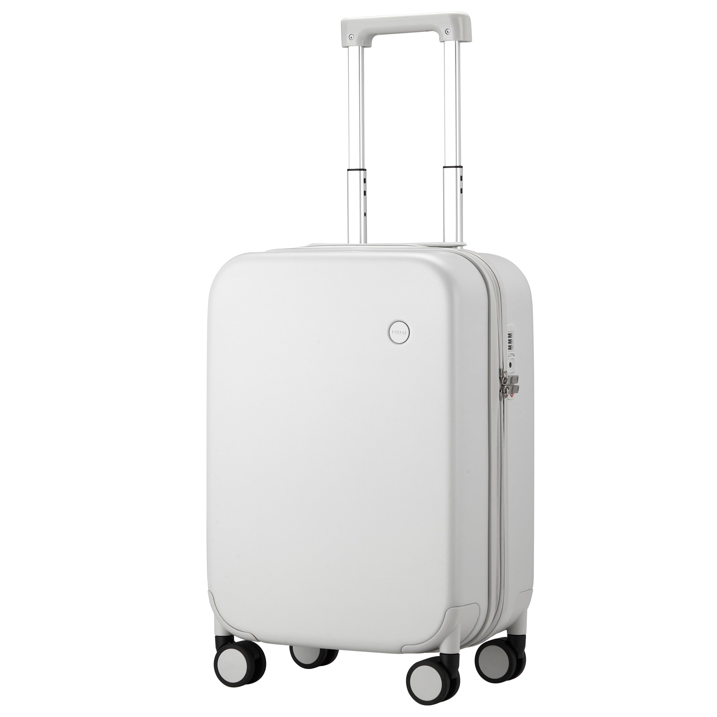 mixi Upgrade Carry on Luggage Suitcases with Spinner Wheels, Hardside Rolling Suitcase PC with TSA Lock Lightweight Travel Case 20in Carry-On, Fine Grid Smoke White