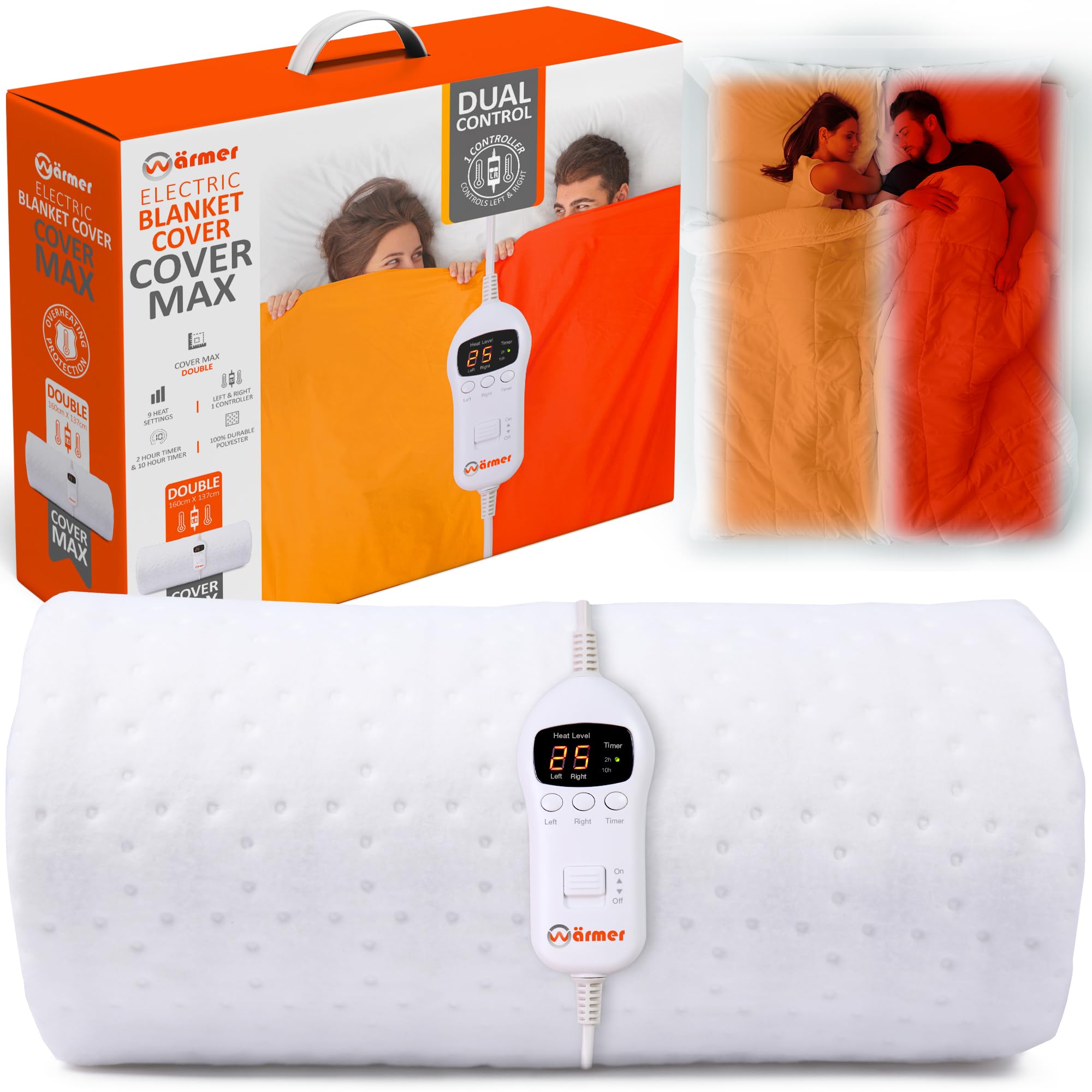 Warmer Electric Blanket - Double Size, Maximum Coverage, Left & Right Dual Heating Zones, ...