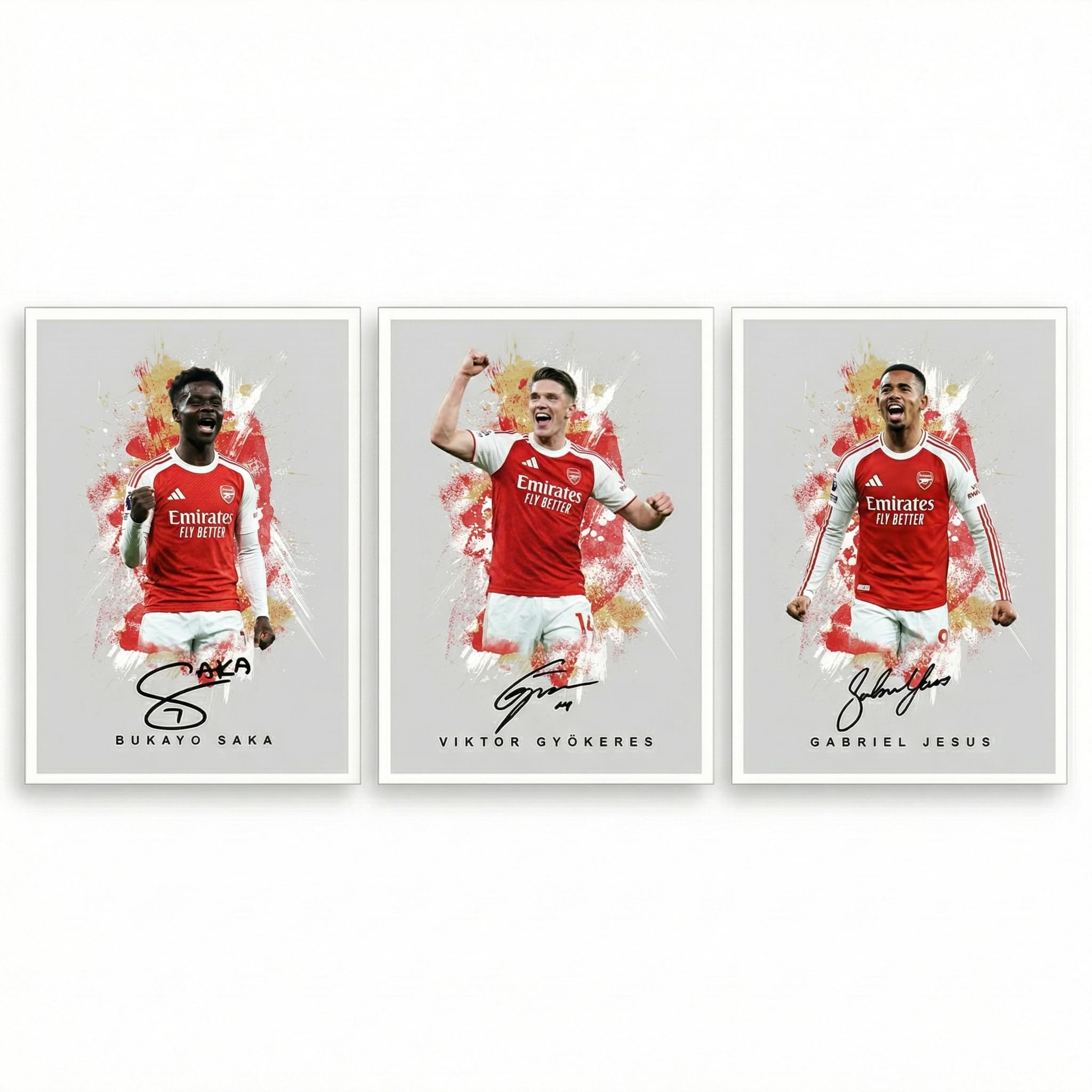 Bukayo Saka Arsenal Signed Photo Poster A4/A3 Print Picture Display Framed Autograph Memorabilia for Football Fans Gift England ((Grey A4 Unframed) Saka Jesus Gyokeres) โ image 1