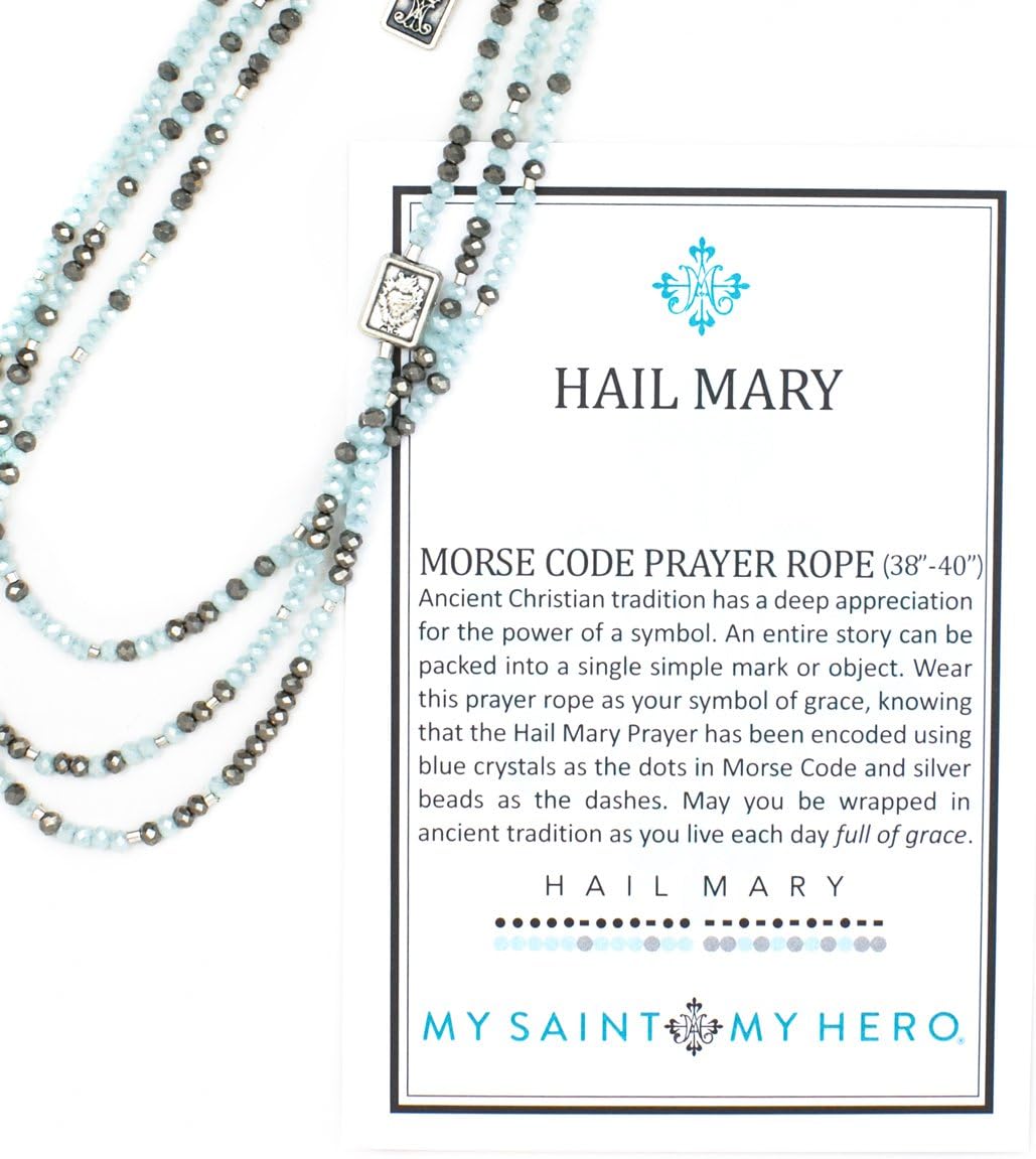 My Saint My Hero Morse Code Prayer Rope Necklaces – Handcrafted Spiritual Jewelry - Unique Wearable Blessings With Prayers Encoded in Morse Code