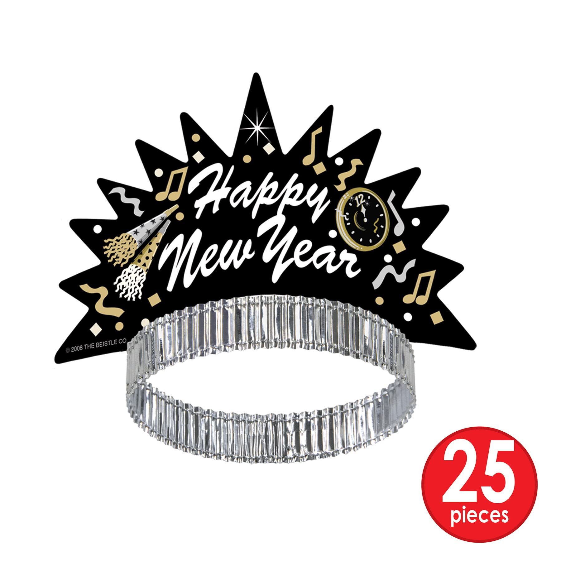Beistle New Year Tymes Party Sortiment für 50 Personen, Schwarz/Gold/Silber/Weiß