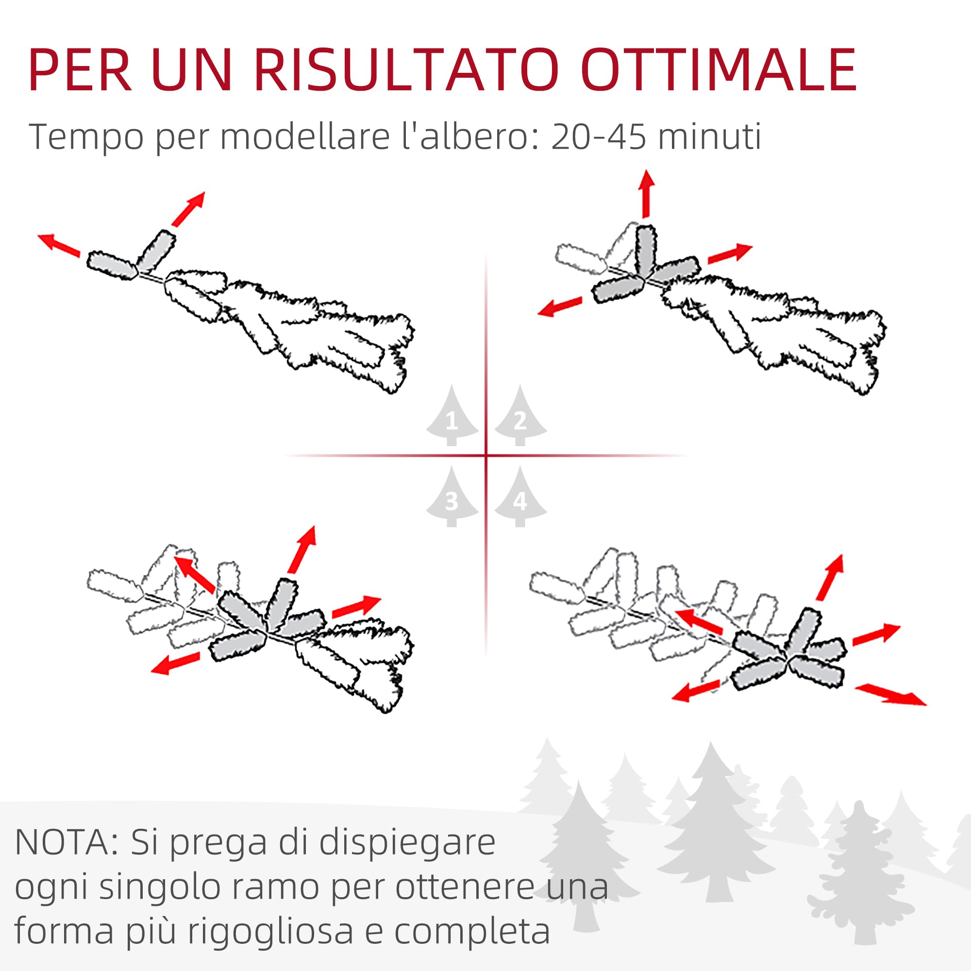 HOMCOM Albero di Natale Artificiale 180cm con 786 Rami Apertura Automatica, Albero di Natale Folto con Base in Metallo Facile da Montare, Verde
