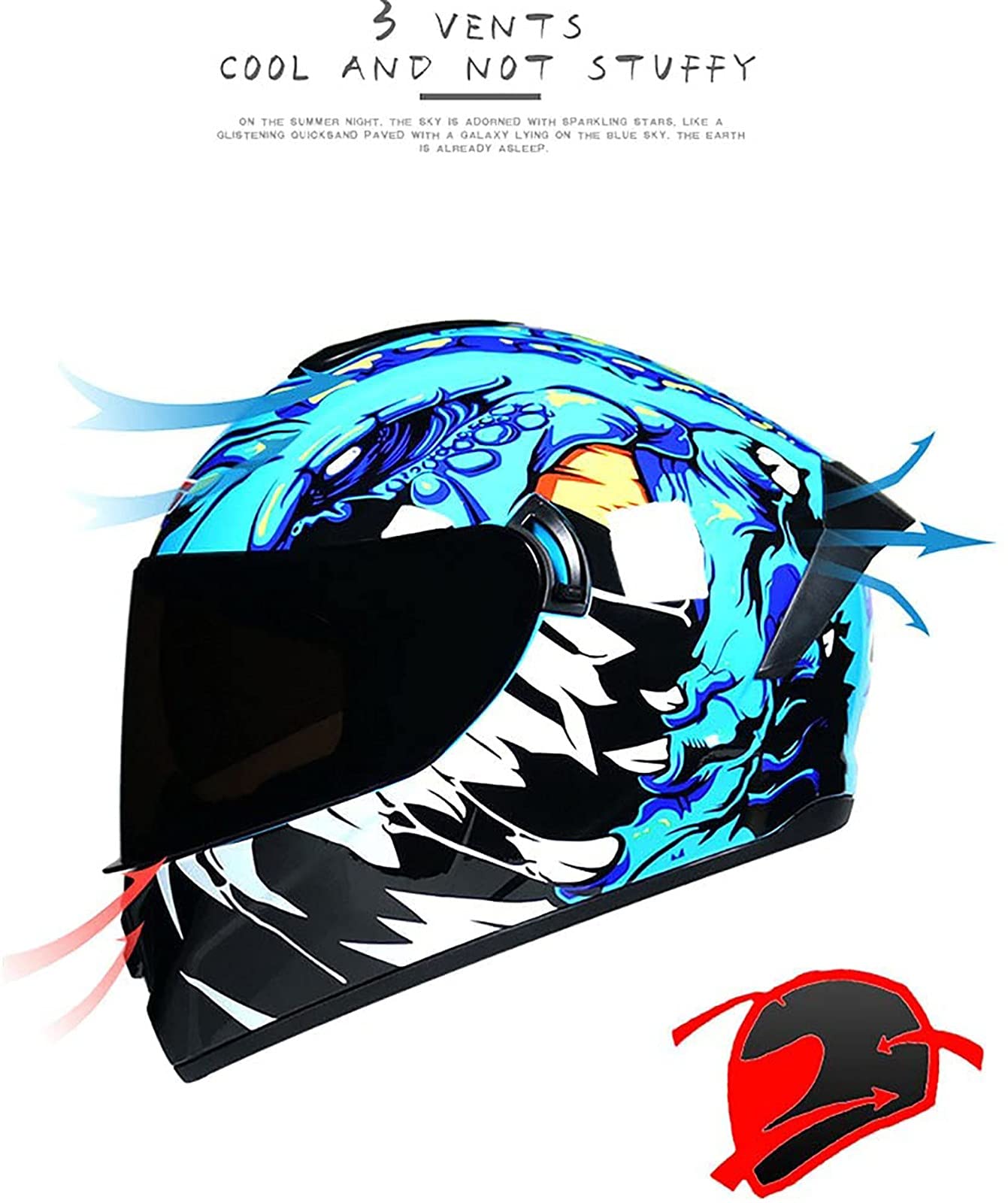 Casco per Moto, Casco Integrale per Donne Uomini Adulti Attrezzatura per Motociclisti Quattro Stagioni Universale DOT ECE con Doppia Visiera Parasole Donna Uomo B,S