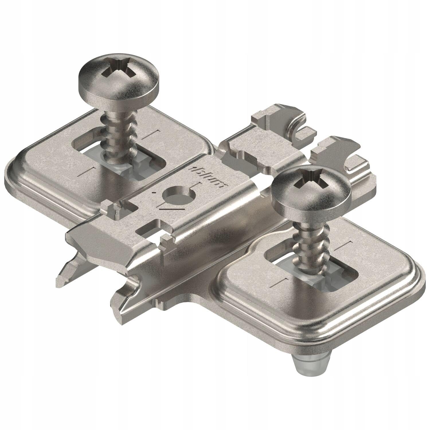 Blum 174E6100.01 Wing Mounting Plate with Pre-Assembled Expando Screws and Zero Distance, Nickel