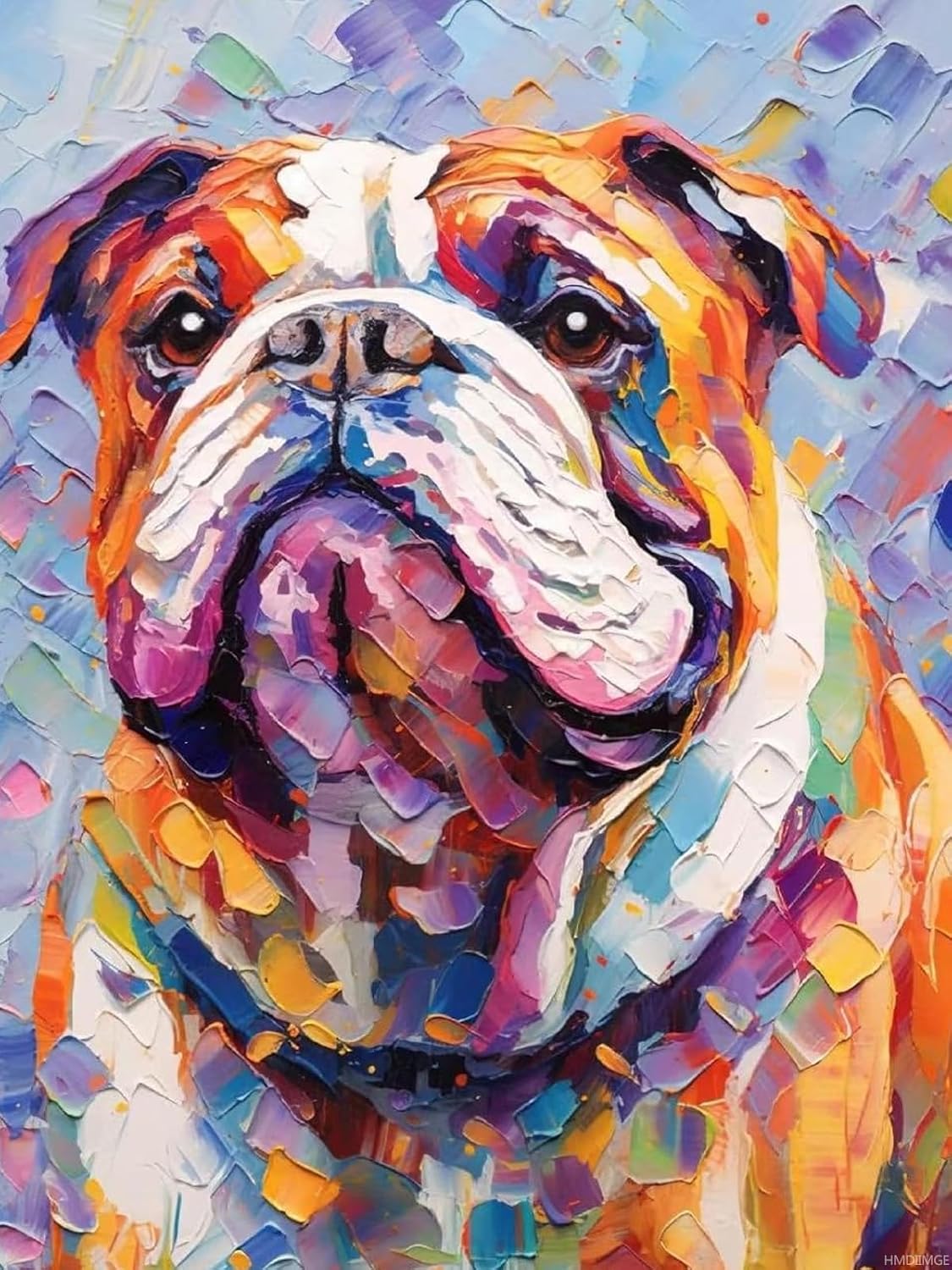 HMDIIMGE Diamond Art Painting Kits for Adults Colorful English Bulldog 5D Diamond Art Easy for Beginner Round Full Drill Cross Stitch Mosaic Gems Craft for Hobby and Home Decor 30x40cm