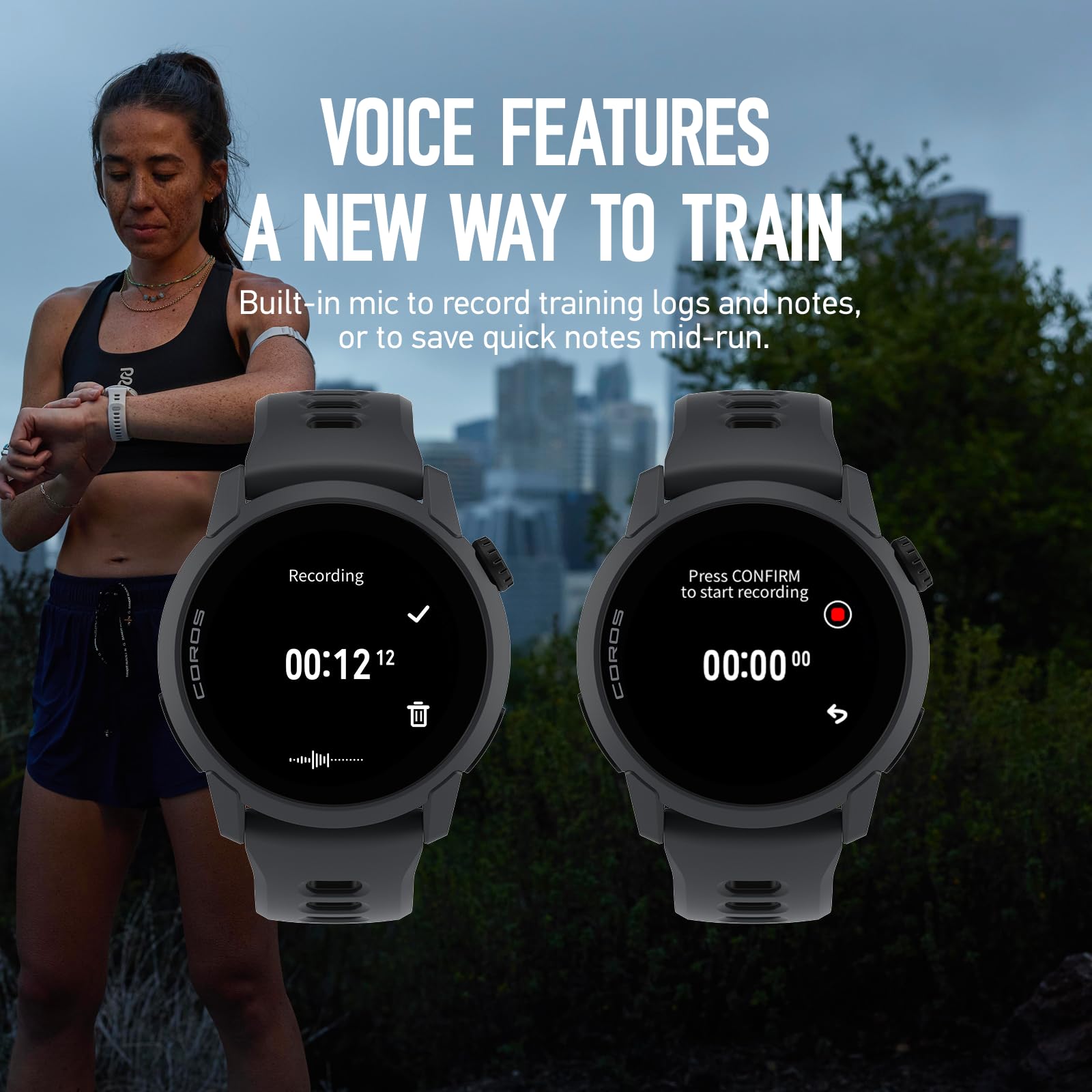 COROS PACE 4 Ultralight Sport GPS Watch, 1.2" AMOLED Touchscreen,19 days of daily use, Voice Features, Advanced Training Tools, GPS, Heart Rate Monitor, Navigation, Run, Bike, and Ski - Black Silicone