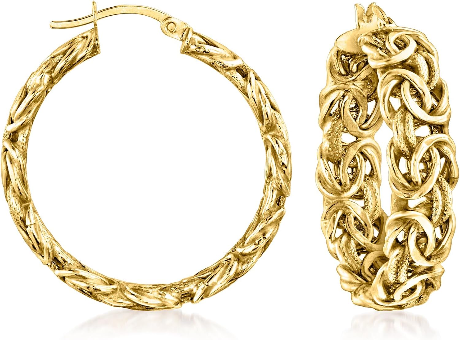 Ross-Simons 14kt Yellow Gold Byzantine Hoop Earrings