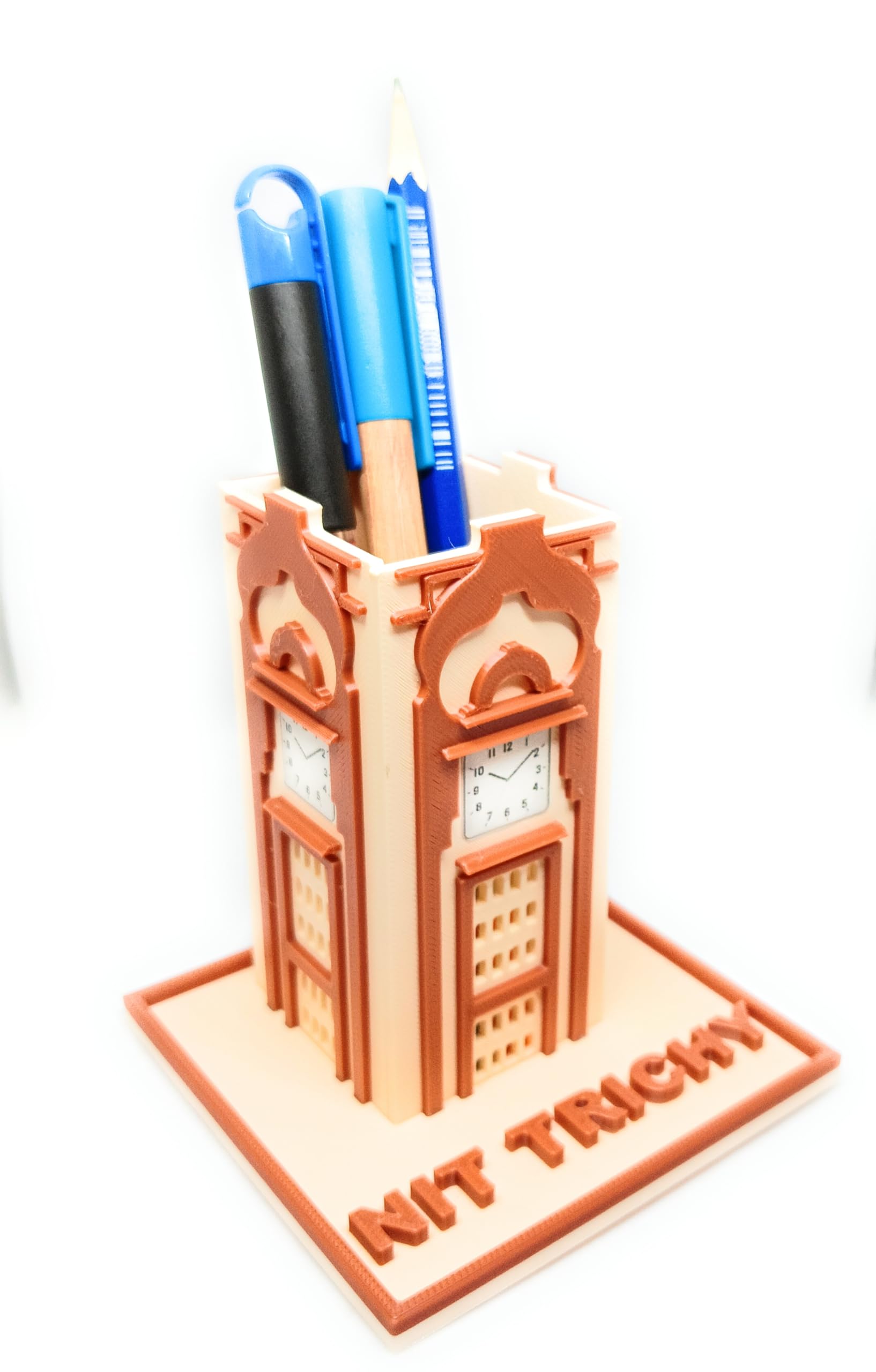 NITT Iconic Clock Tower Replica, a beautifully crafted model with a built-in stationery holder. Perfect for your desk or as a nostalgic gift.