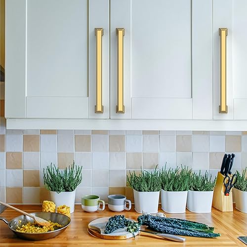 Vista 4 de Asidrama 10 Pack 7.5 Inch(192mm) Brushed Brass Cabinet pulls Kitchen Cabinet Handles, Cabinet Pulls Kitchen Cabinet Hardware for Cupboard Drawer