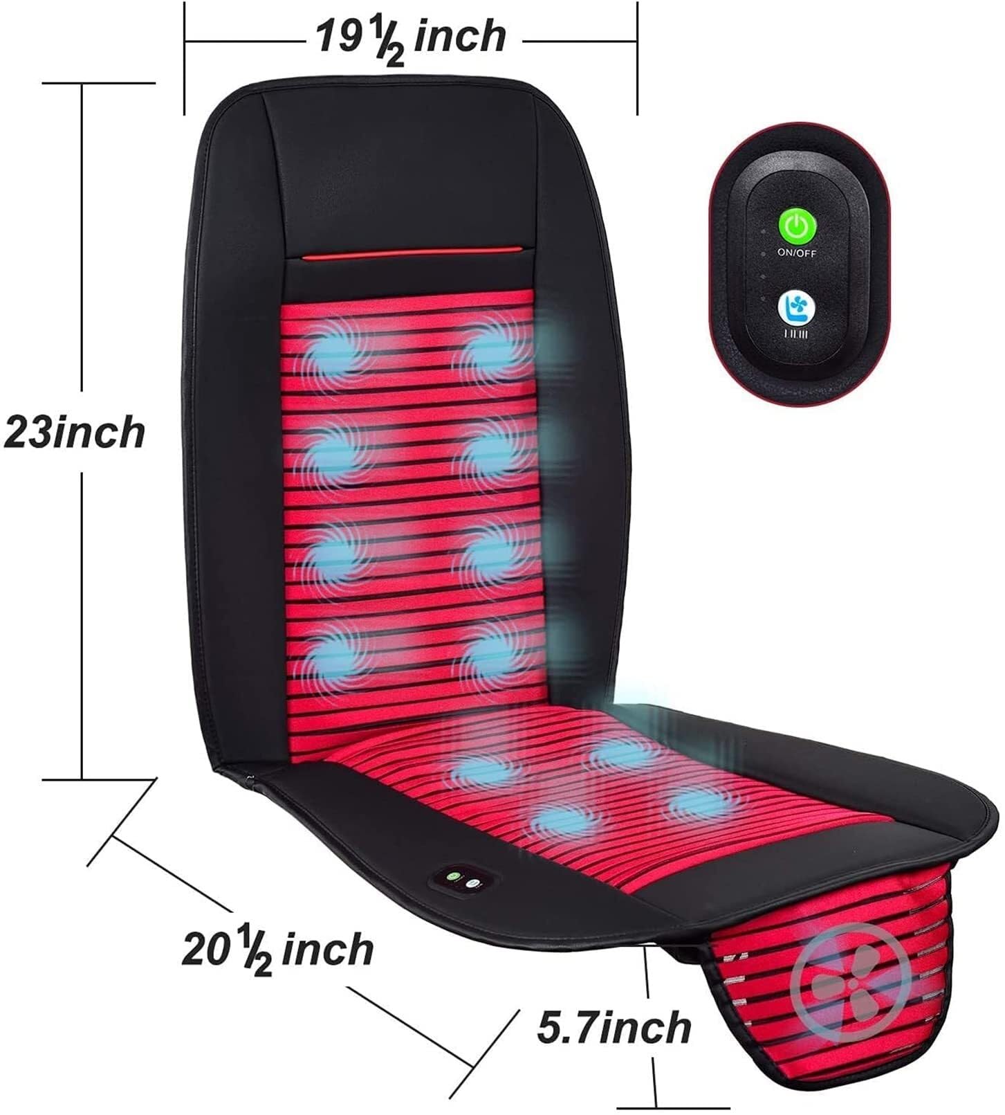 Coprisedile per auto con ventola da 12 V, sedile ventilato in pelle e seta ghiacciata, traspirante e fresco per l'estate, universale, 4 stagioni, ideale per viaggi caldi