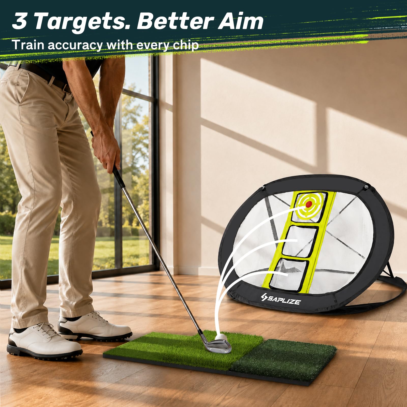 SAPLIZE Filet de Golf d'Entraînement Solide et Stable en Forme de X pour Intérieur Extérieur Arrière-Cour