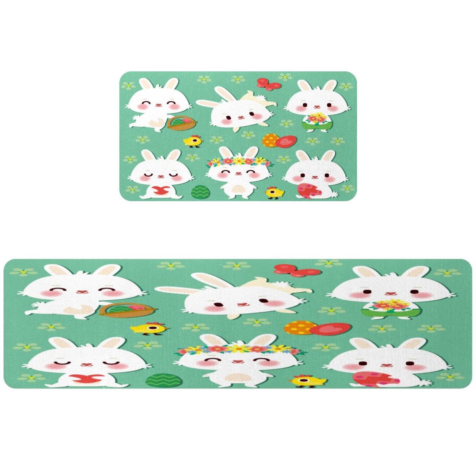 Tapis de cuisine lapin en lot de 2 lavables et antidérapants pour la maison