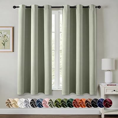 MIULEE Navy Blue Blackout Curtains for Bedroom Living Room 63 Inches Long 2 Panels, Thermal Insulated Room Darkening Drapes Solid Grommet Noise Reducing Light Blocking Window Treatments 40x63 Inch