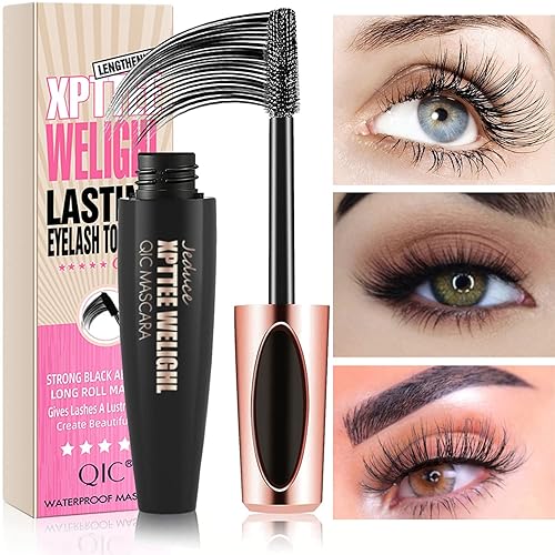 Vista 2 de Extensión de máscara de pestañas de fibra de seda 4D, paquete de 4 unidades, voluminosa, impermeable y a prueba de manchas, de larga duración, sin