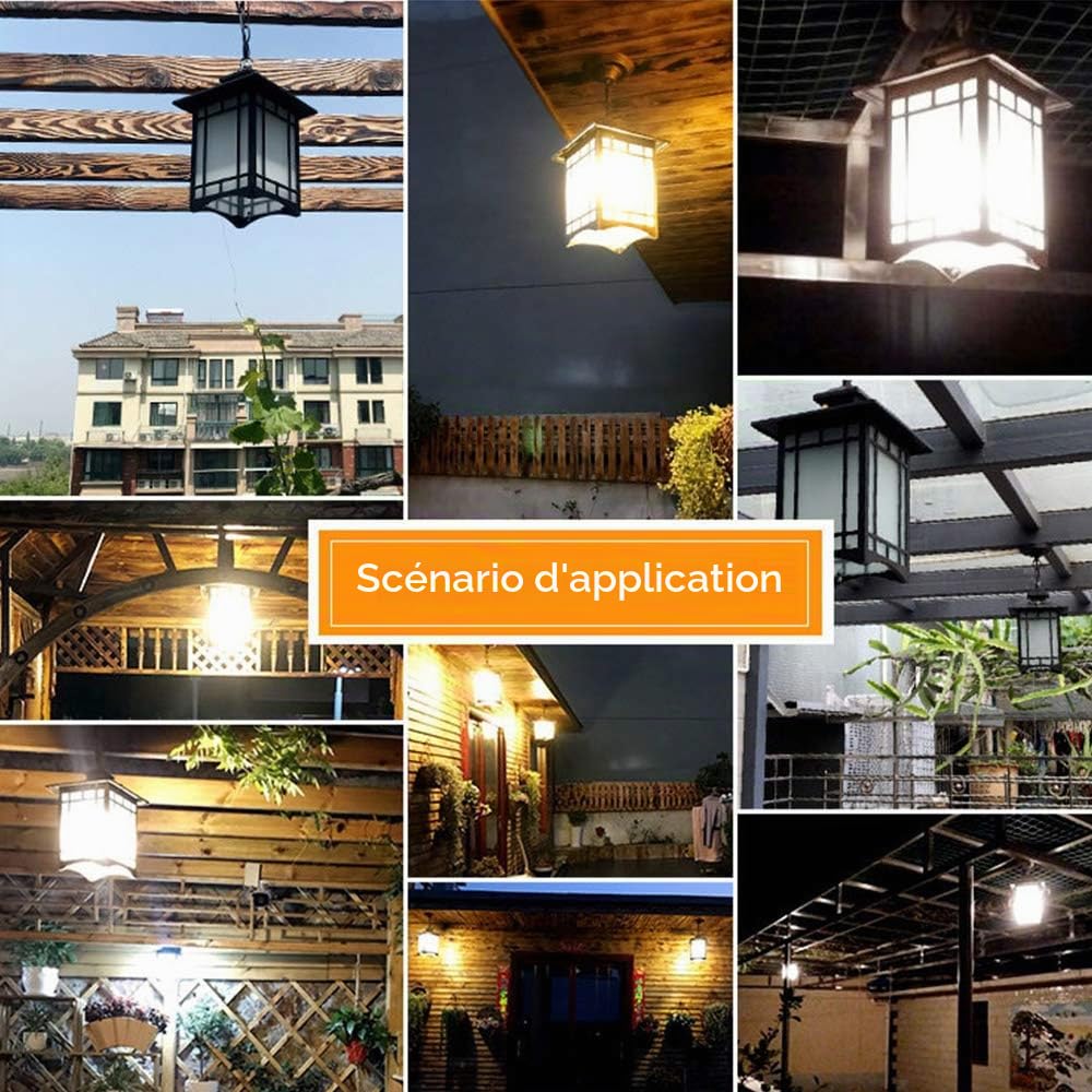 Mengjay Suspension Extérieure, Imperméable Plafonnier Suspendu en Verre, E27 Suspension Luminaire,Postmoderne Lamping Pour Restaurant, Bar, Cuisine, Porche, Extérieur, Entrée