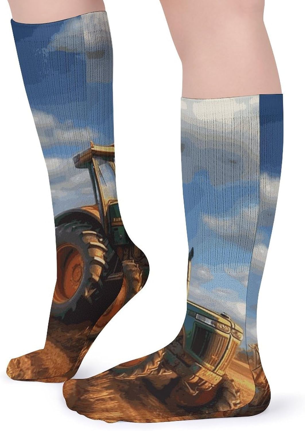 Fantasy Farm Tractor Knee High Socks Cozy Knee High Socks Soft Mid-Length Sock for All Seasons Daily Wear Adult