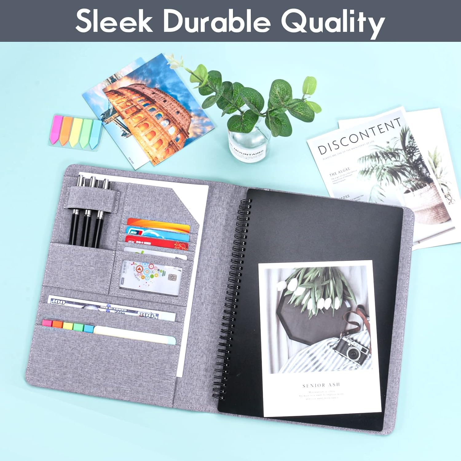 Folio Planner Cover for Rocketbook Smart Notebook– Waterproof Portfolio Organizer Fits A4/Letter Size (8.5x11 Inch), Professional Academic & Office Use (Gray)