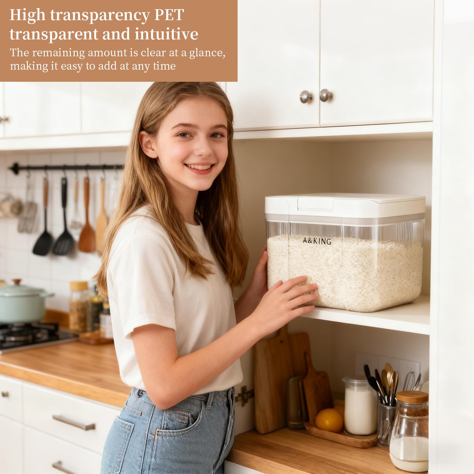 2,9 L Recipientes Herméticos para Alimentos, Caja de Almacenamiento Tapa a Presión con Cuchara Medidora en PET de Grado Alimenticio,Dosificador Detergente Lavadora