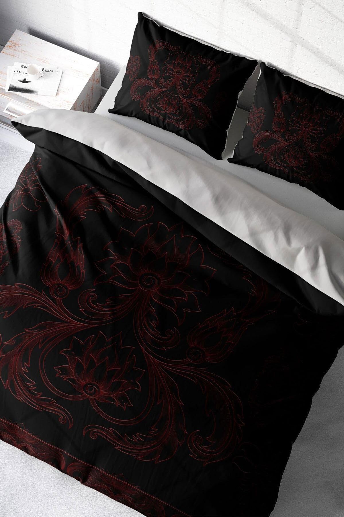 MONOHOME Black Baroque 3D Çift Kişilik Nevresim Takımı, monohome7358