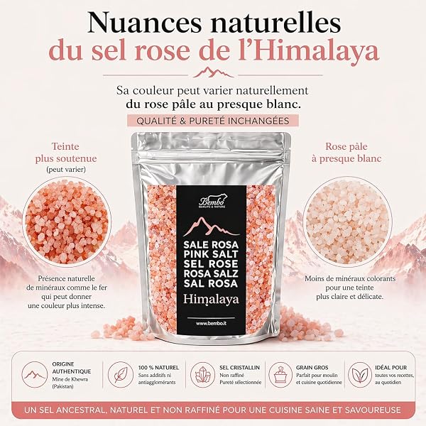 Himalayan Pink Salt Crystals 2 kg – Natural Colour Variable – Pure Unrefined Salt – Ideal for Mills – No Additives – Bembo - 2