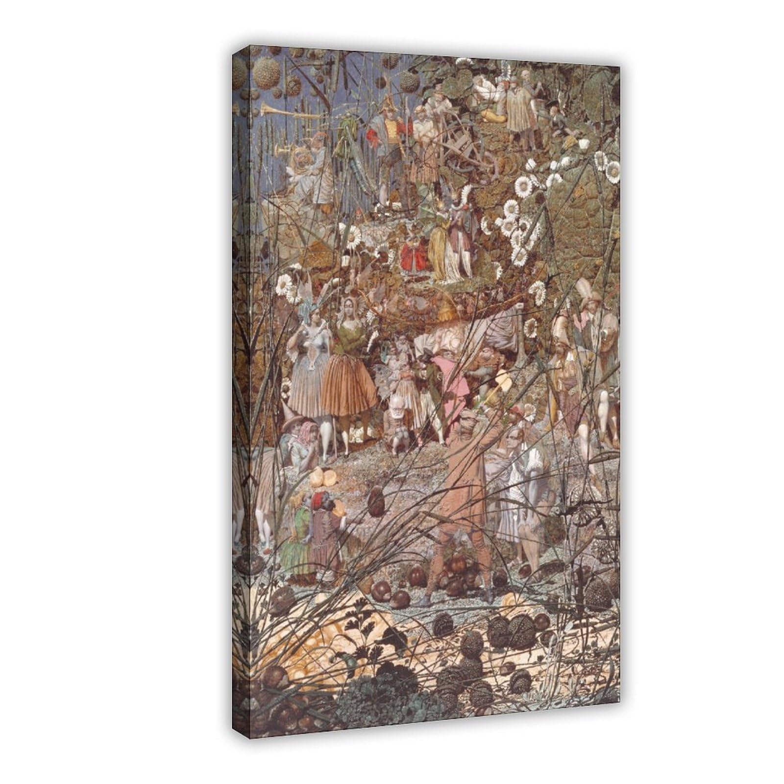 WCYB Richard Dadd - Fairy Fellers Master Stroke 1855 Prints Posters Canvas Deco Paintings Wall Art For Office Hangable Frame 24" L X 36" W