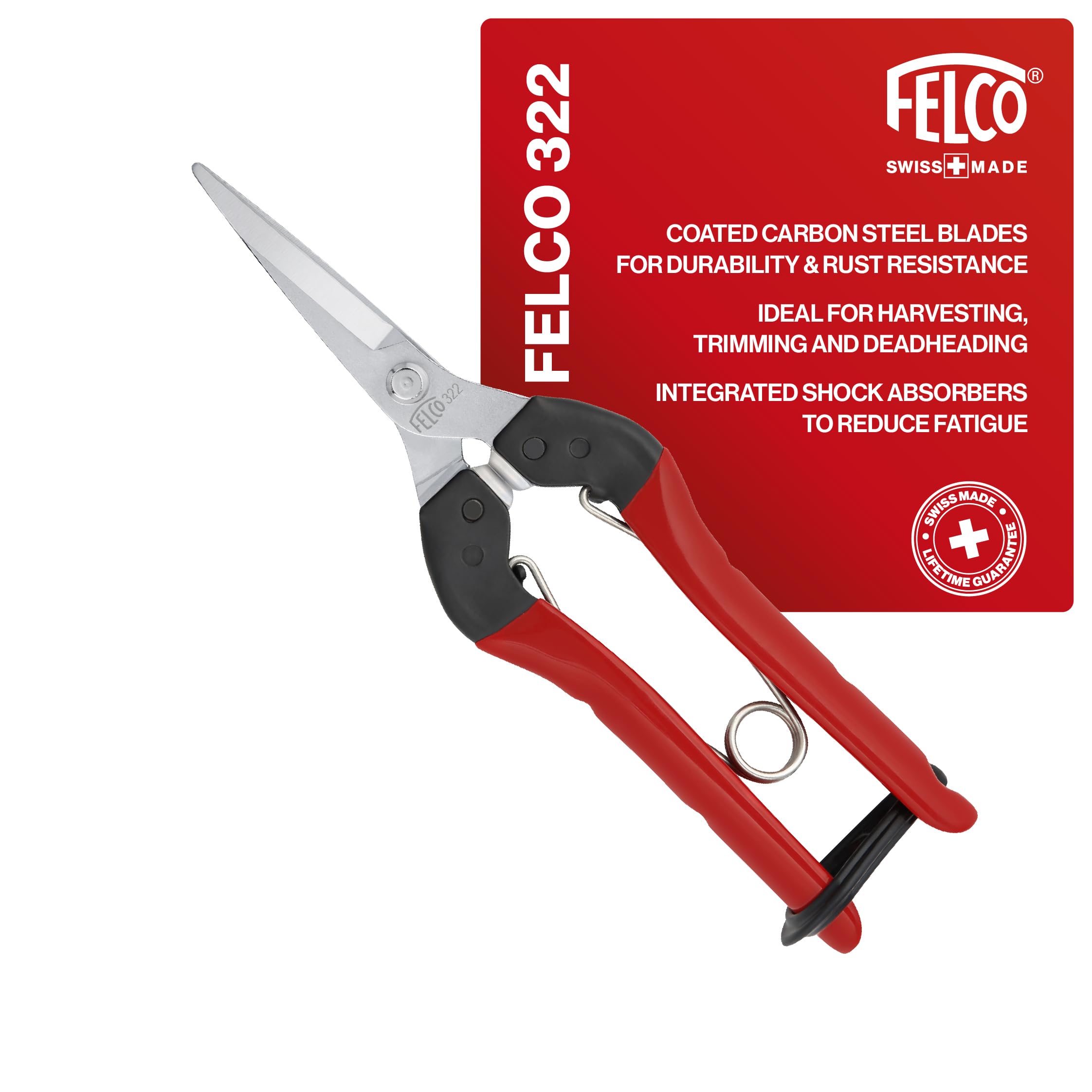 F322 Pruning Snips – 9.84" Garden Clippers with Curved Blade & Rounded Tip | Pruning Shears for Gardening | Garden Snips and Pruners with Carbon Steel Blade, Sap Groove