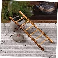 Vista 2 de Veemoon Accesorios para fotos, decoraciones artificiales, mini modelo, maceta de madera, escalera de juguete, pequeña escalera de bambú, adornos