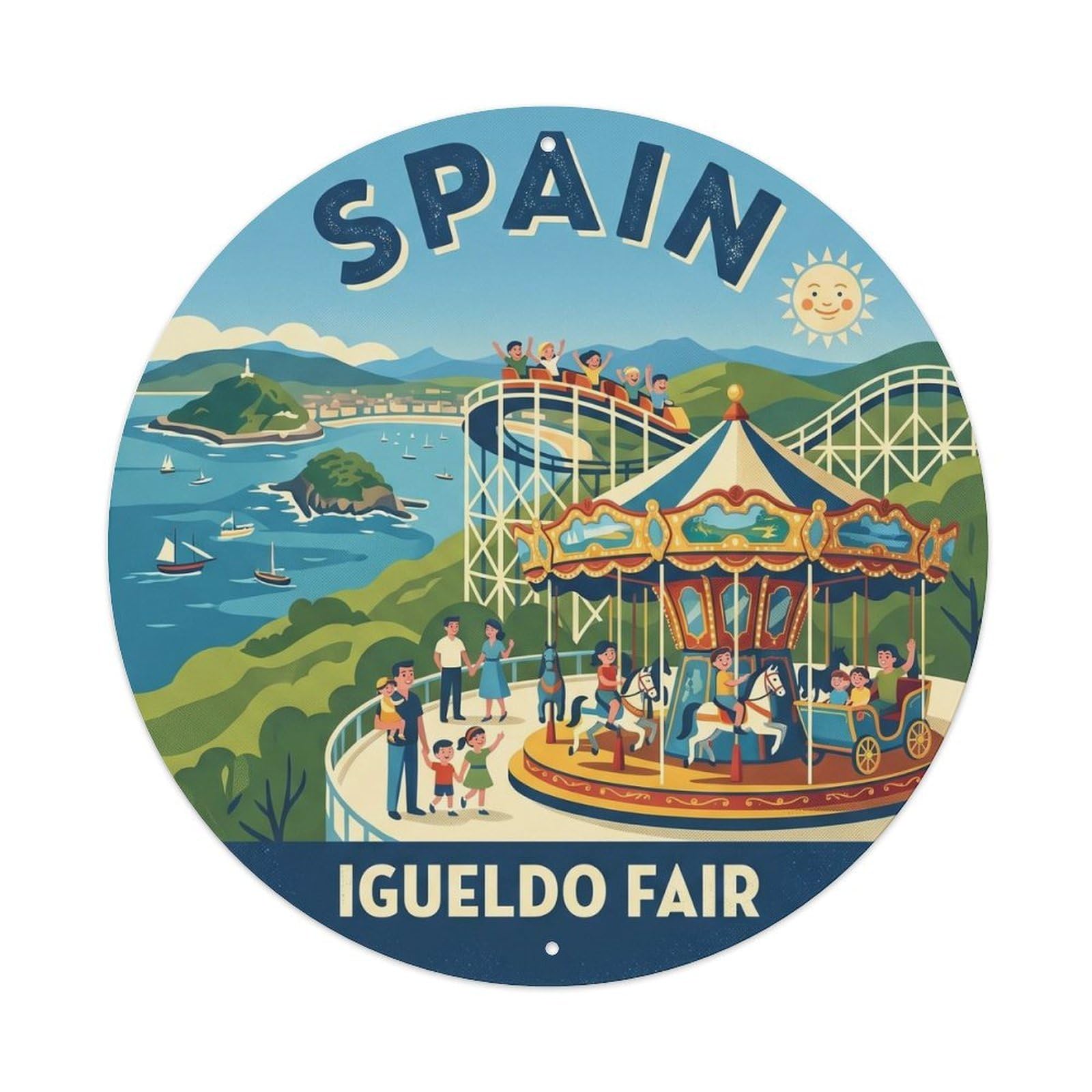 San Sebastian Monte Igueldo Fair Spain Landmark Travel Metal Tin Sign