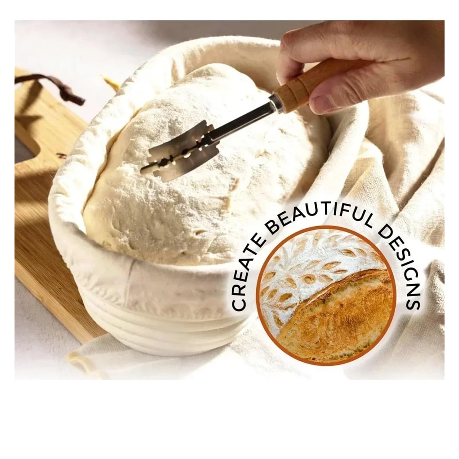 Gärkörbchen-Set for Anfänger, 25,4 cm, ovale Körbe, Gärkörbe, Handschuhe, Teigmischer for Brotliebhaber(14pcs)
