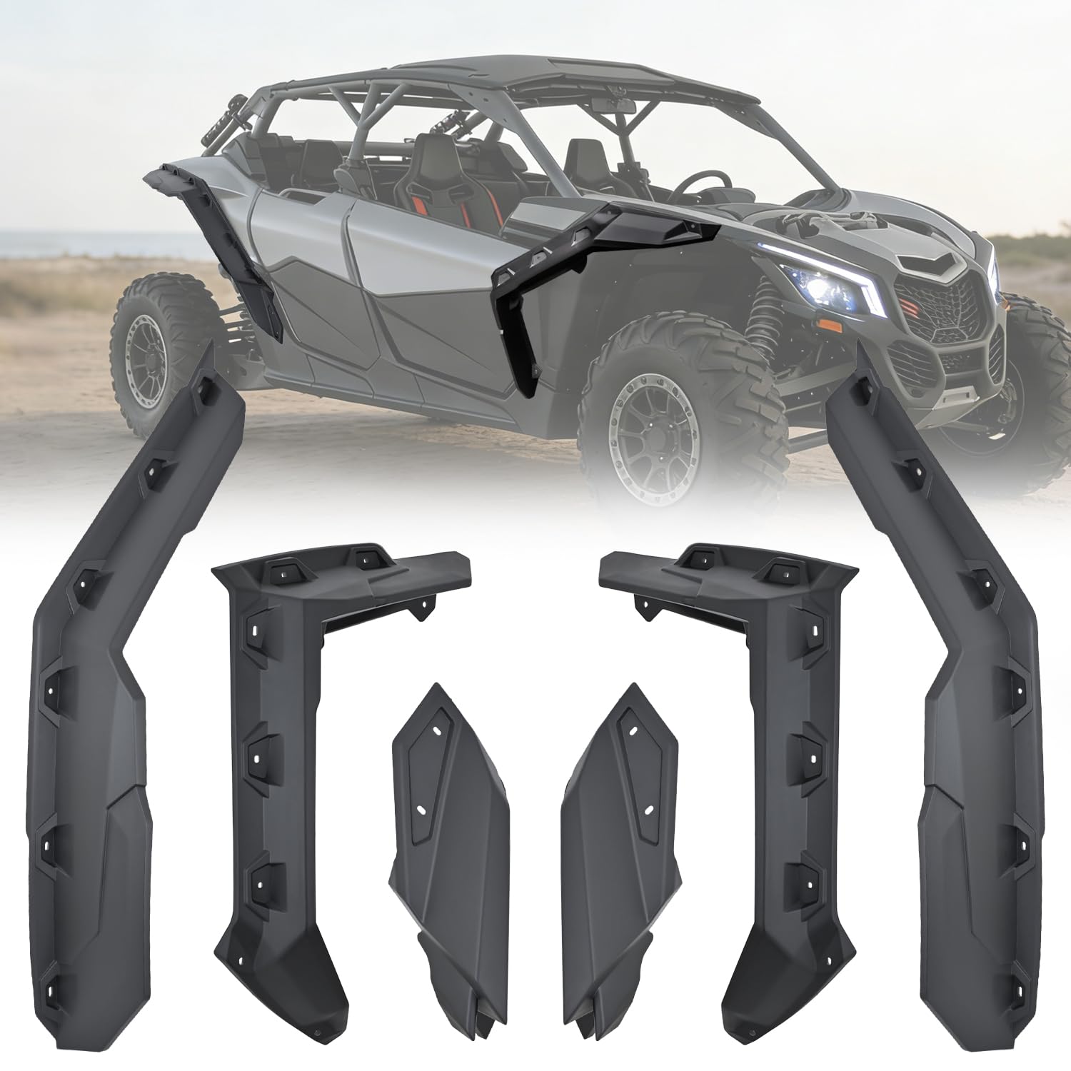 Nilight Front &amp; Rear Extended Fender Flares | for Can-Am Maverick X3 &amp; Max DS RS RC MR Turbo RR 2017-2025 Fenders Mud Guards OEM #715002973