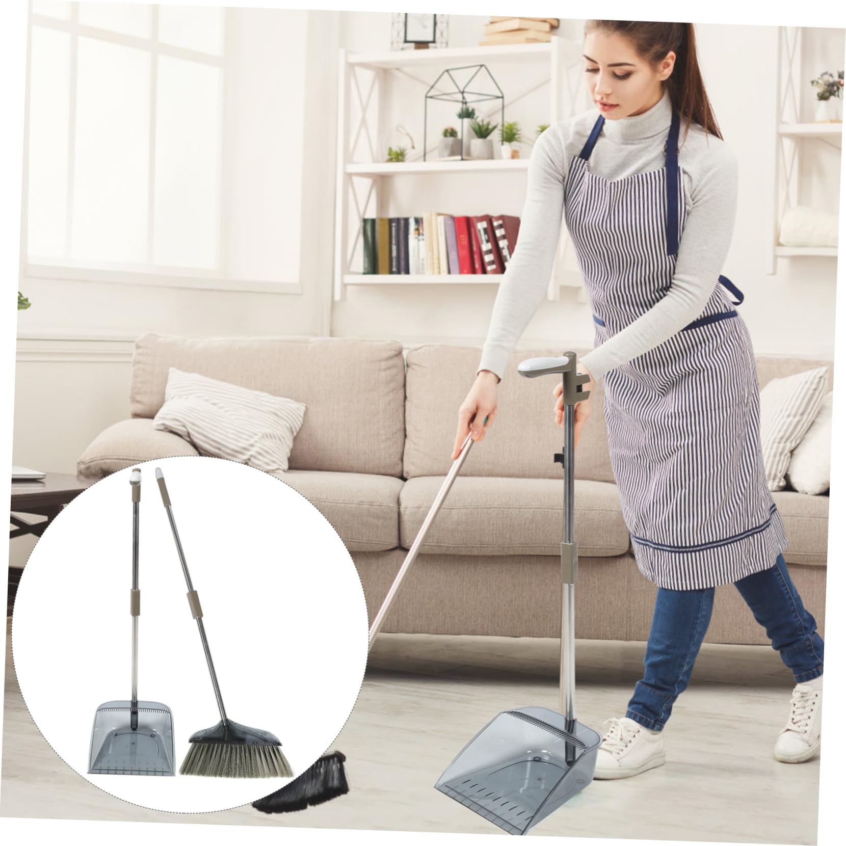 FOMIYES Besen Set mit Kehrschaufel Ergonomischer Handgriff Flexibel und Leicht für Haushaltsreinigung für und Außenbereiche Stabil gegen Wind
