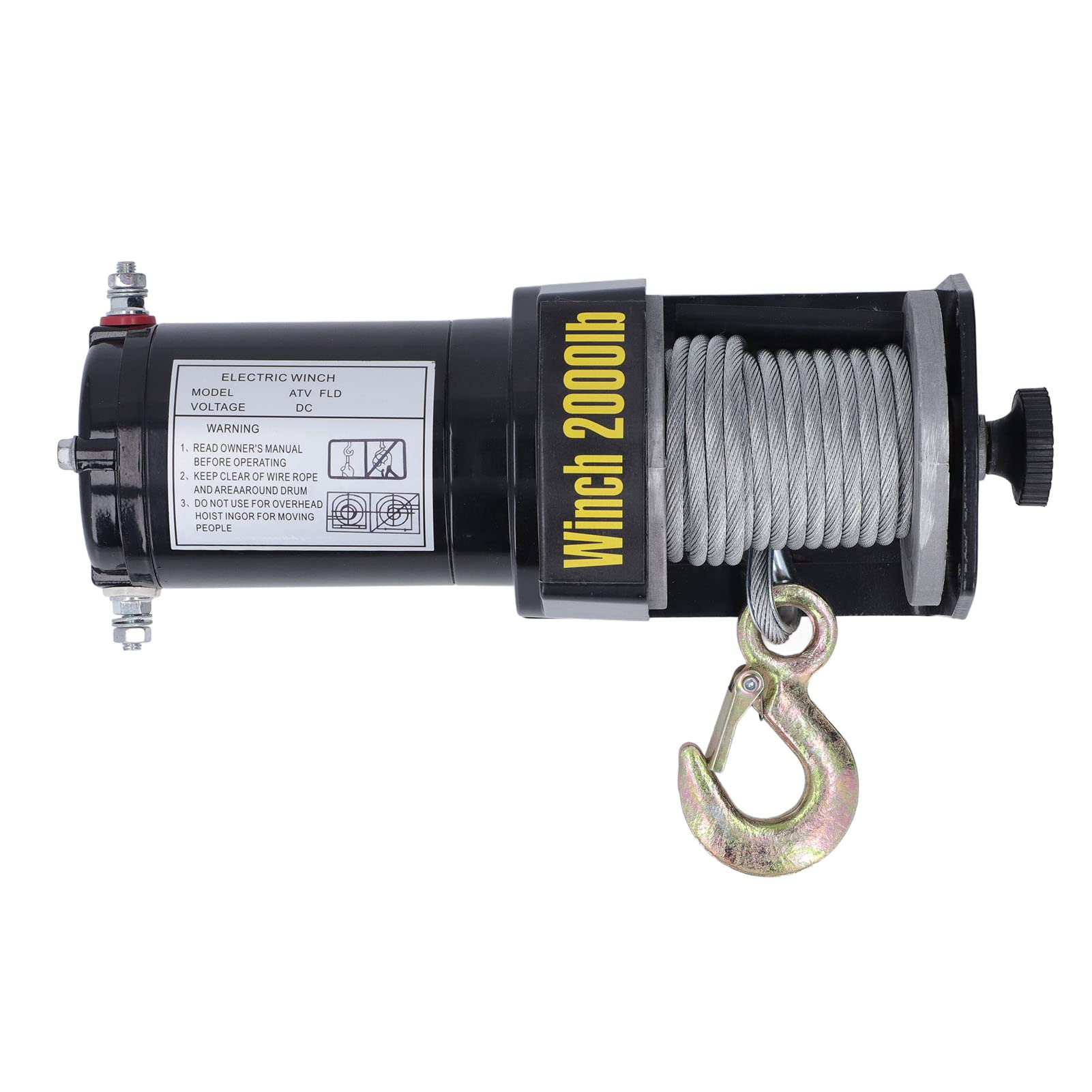 Alomejor Kit de Cabrestante Eléctrico, Cuerda de Alambre de Acero de Alta Resistencia de 2000LBS para Remolques, Núcleo de Cobre Duradero de 24V