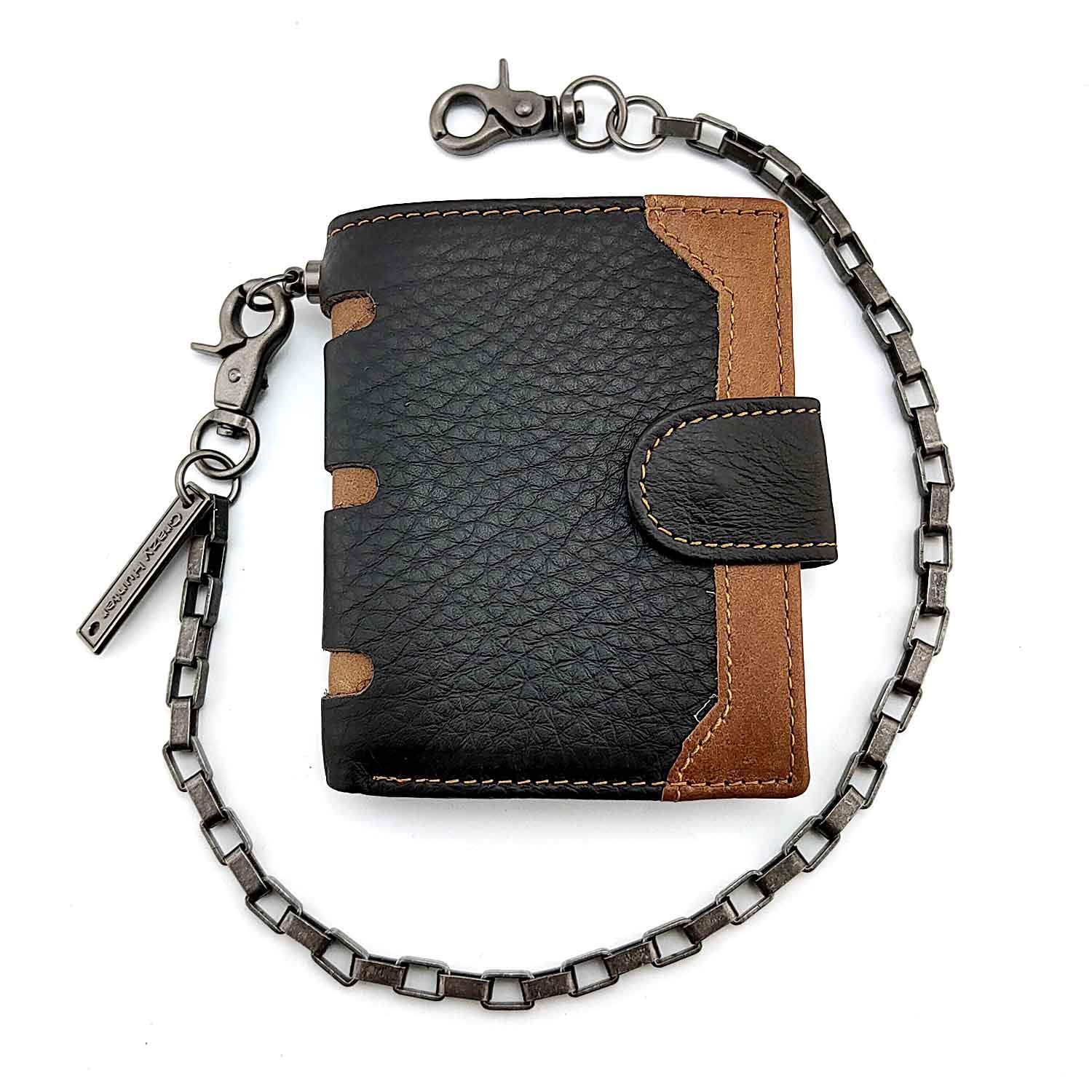 vogueteenMens Many Slots for Card Clasp Leather Wallet with Link Biker Chain Gift