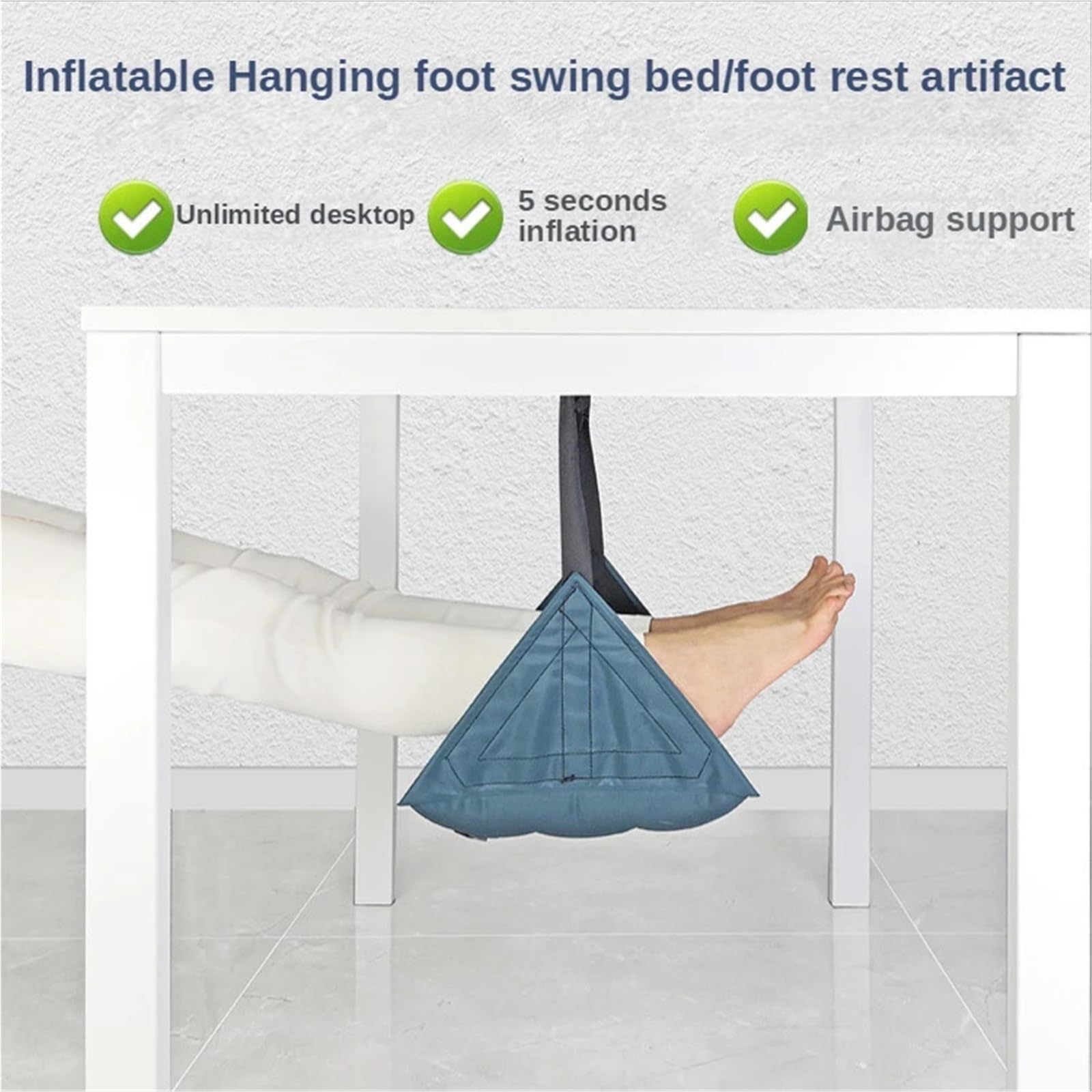 Appendiabiti da Viaggio for Aereo, poggiapiedi, Amaca Gonfiabile, Amaca poggiapiedi for Ufficio da Viaggio, Amaca for Gambe, Altalena sospesa(Blue)