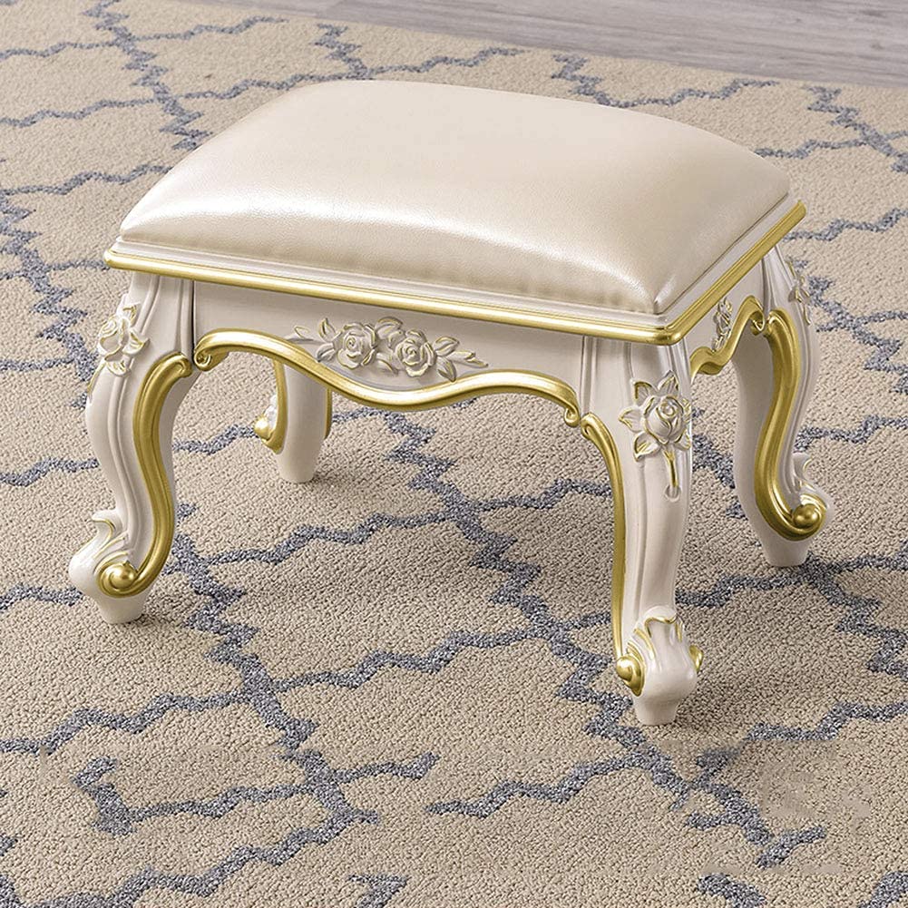 Pouf carré 16x12x12 pouces avec pieds dorés pour salon