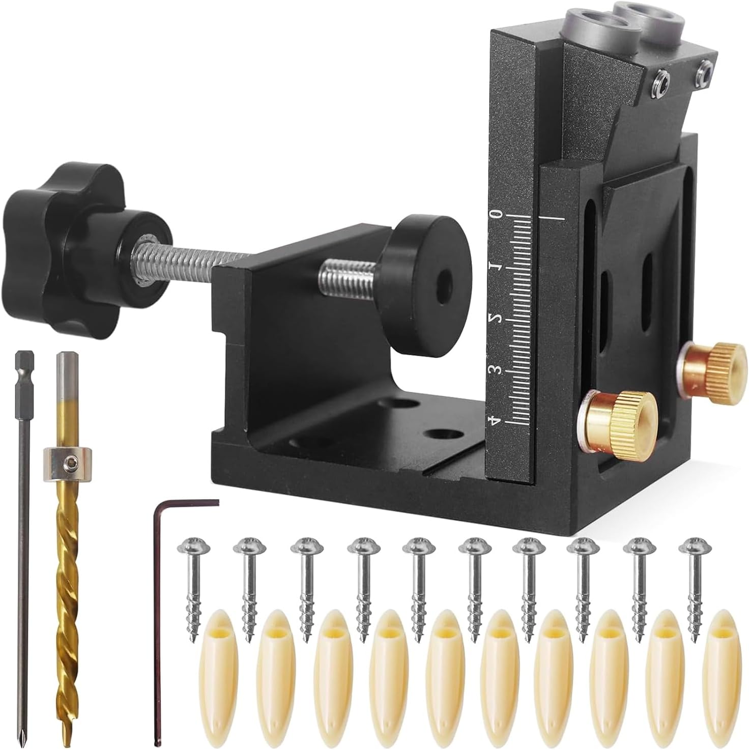 Pocket Hole Jig Set For Precise In Woodworking With Adjustable Drill Guide And Dowel Templates Secure Joint Construction