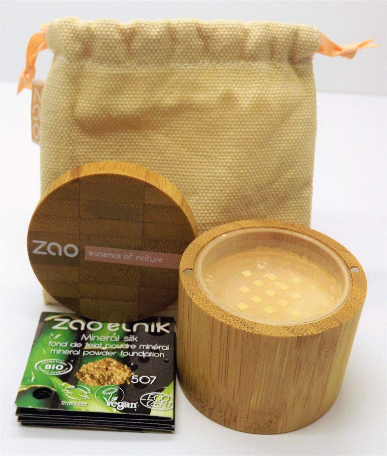 Zao Mineral Silk 507 Light Ochre, Loose Powder Mineral Make-Up in Bamboo Container Certified Bio/Vegan Natural Cosmetic โ 101507