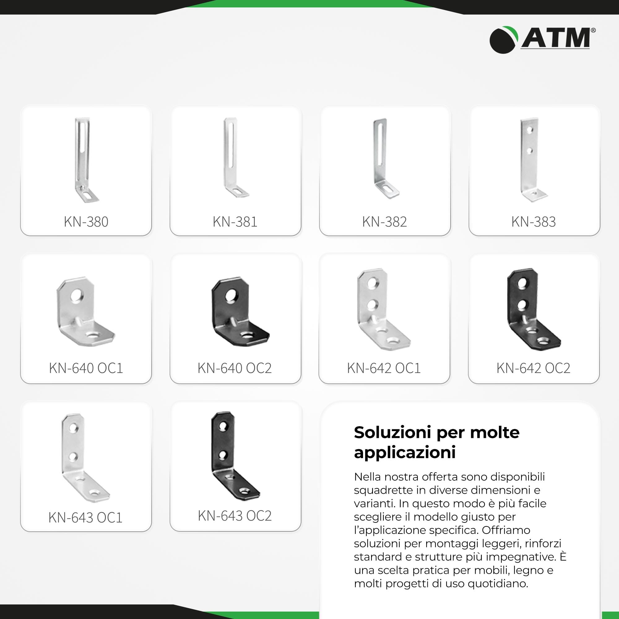 ATM Squadretta per Mobili Acciaio Zincato 30x30x16mm - Zincato Nero - Set da 100 pezzi